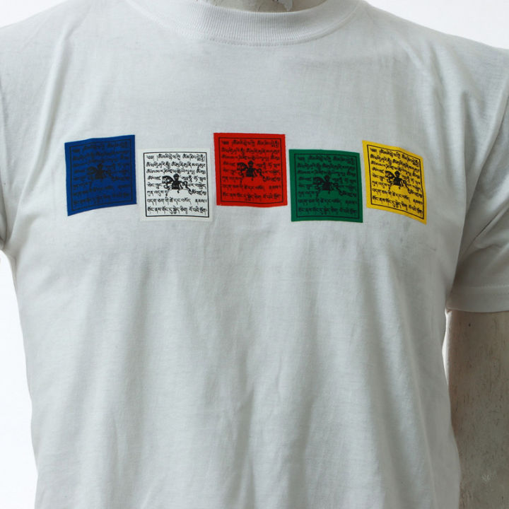 White%20Cotton%20Round%20Neck%20Prayer%20Flag%20Printed%20T-Shirt%20For%20Men%20-%20Image%203
