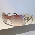 New One-Piece Lens Y2k Rimless Sunglasses Outdoor Shades Trendy Luxury Design Metal Frame Sunglasses Eyewear Goggle Women. 