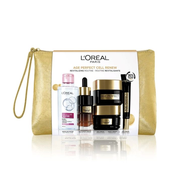 L'Oréal Age Perfect Cell Renew Micellar Water, Day, Night, Eye, Night Serum W (95+50+50+15+30)ML Free pouch