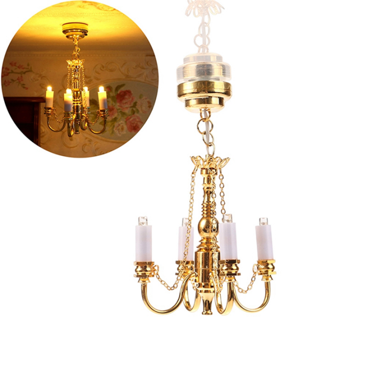1%20Piece%201:12%20Mini%204%20Arm%20Ceiling%20Lamp%20Chandelier%20LED%20Lamp%20Decoration%20Gold%20-%20Image%204