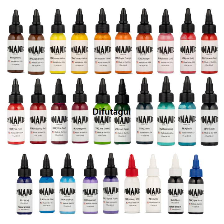 Difutagui New 30ml Dynamic Brand Professional Tattoo Ink Pigment For Body Safe Rave Natural Permanent Makeup Tattoo Machine Supplies