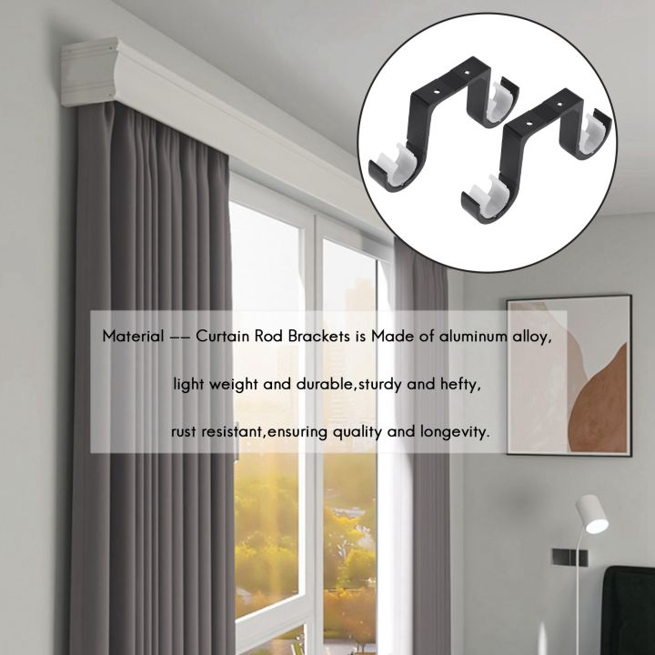 2Pcs%20Double%20Curtain%20Rod%20Brackets%20Ceiling%20Mount%20Supports%20Aluminum%20Alloy%20Black%20-%20Image%205