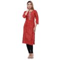 Red Chunari Print Kurti For Women. 