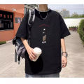 FUIV Heavy Waffle Short Sleeve T-Shirt Men's Summer Fashion Brand Loose Men's Hong Kong Style Plus Size Print Five-and-a-half Sleeves. 