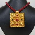 Red Rose Stone Jantar Muga Necklace For Women - Sp Jewellers. 