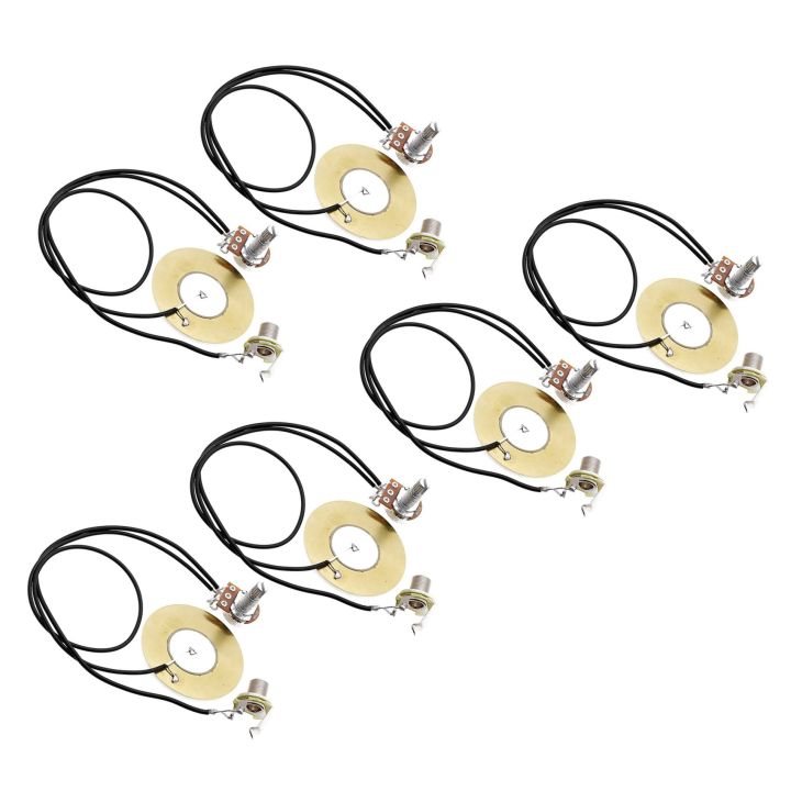 XHHDQES 6Pcs 50MM Guitar Pickup Piezo Transducer Prewired Amplifier with 6.35MM Output Jack