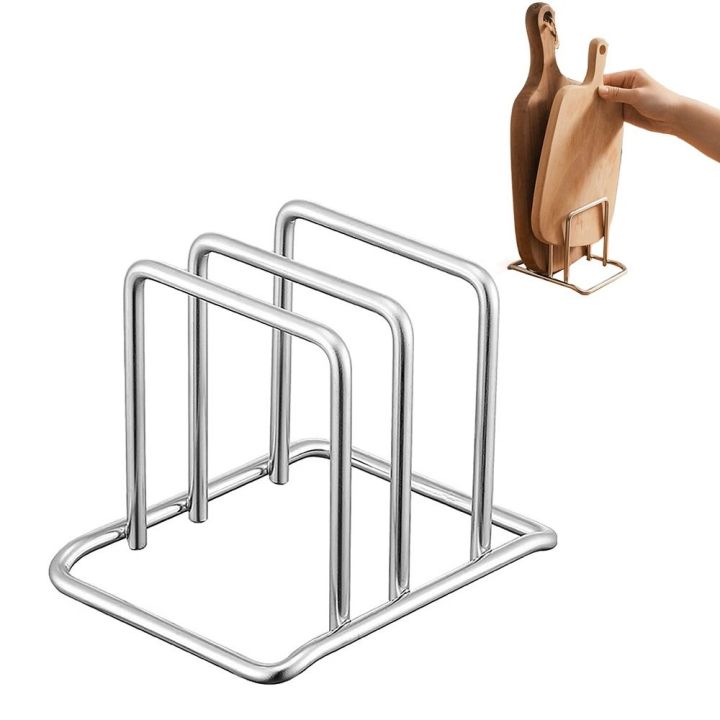 Durable Stainless Steel Cutting Board Holder Rustproof 2 Sectional Pot Lid Stand Space Saving Chopping Board Organizer