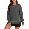 Womens Casual Crewneck Sweatshirts Long Sleeve Oversized Trendy Contrast Stitching Fall Pullover Tops. 