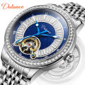 Dulunwe brand fashionable business luxury rhinestone dial, luminous sports waterproof automatic mechanical men's watch. 
