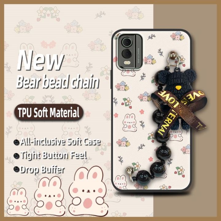 phone case cute Phone Case For Nokia C32 silicone Skin-friendly feel Dirt-resistant Black pearl pendant Back Cover