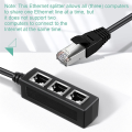 Ethernet Splitter 1 to 3 for Home, Office, School Network Expansion Black 1 Piece. 