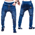 Elastic Waistband Slim Jogger Denim Jeans Style for Men. 