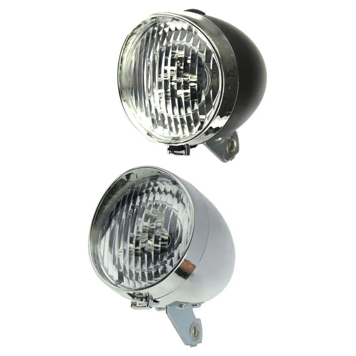 fasdaga%202x%20Retro%20Bicycle%20Bike%20Accessory%20Front%20Light%20Bracket%20Vintage%203LED%20Headlight%20(Black&Silver)%20-%20Image%202