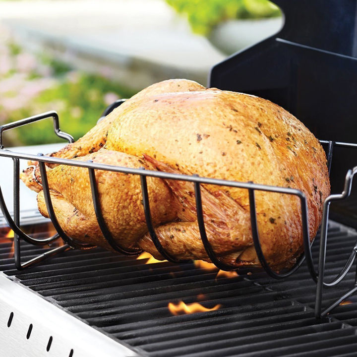 Non-Stick Rib Shelf Stand Barbecue Rib And Roast Rack Stainless Steel ...