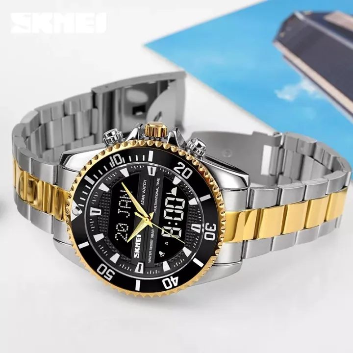 SKMEI%201850%20Multifunction%203Time%20Analog%20Digital%20Stainless%20Steel%20watch%20For%20Men%20-%20Image%206