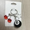 0.98in 8 Ball Keychain Unique Star Cherry Billiard Keychain Red Creative Pool Ball Keychain for Gift Men Women Teens Car Keys. 