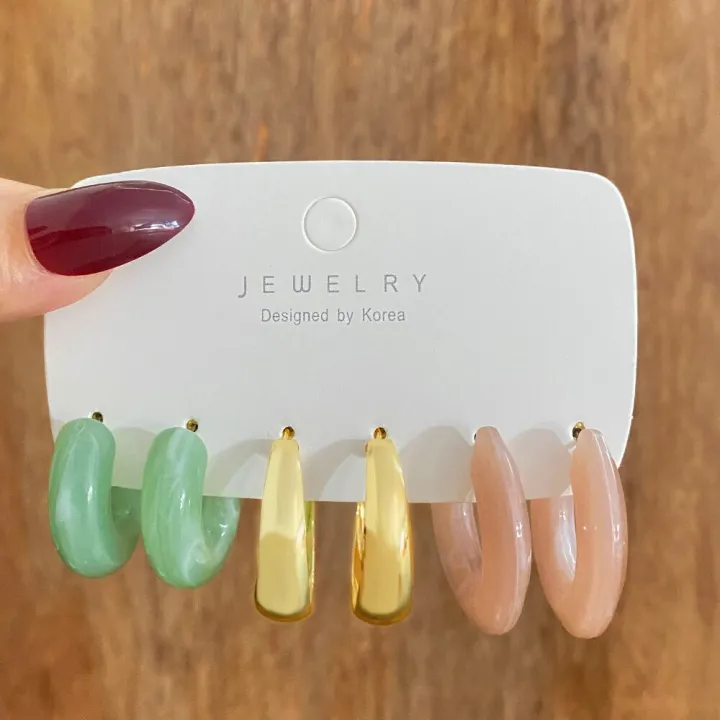 New%20Jewelry%20Fashion%20Trend%20Earrings%20Rings%20Resin%20Color%20Girls%20Ladies%20Suit%20Earrings%20Big%20Metal%20Gold%20Acrylic%20KISSWIFE%20Rings%20-%20Image%207