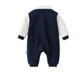 Navy Blue Cotton Bow Romper Photoshoot Dress Full Sleeve Baby Boy Romper Suja Sansar. 