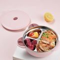 MoonCare - Baby Food Warming Thermal Insulated Bowl Three Partition Tableware Sucker Plate Anti-Fall Water Injection ( BPA Free ). 