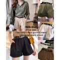 Mix Cotton Stylish Elastic Waist With Complimentary Belt Shorts/Half Pants For Women. 