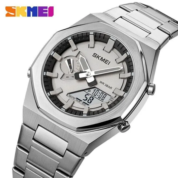 SKMEI%201816%20Dual%20Display%20Multifunction%20Luminous%20Watch%20For%20Men%20-%20Silver%20-%20Image%203