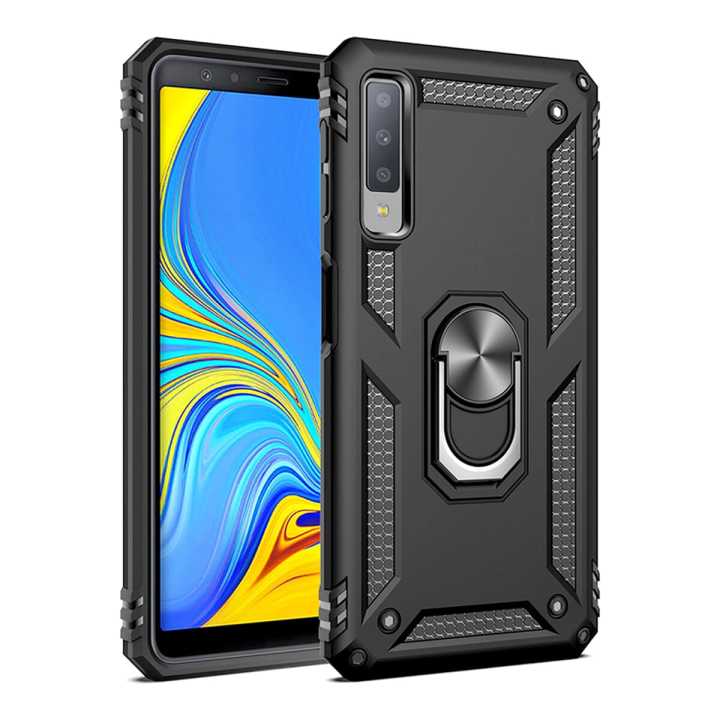 Lereach For Samsung Galaxy A730F Mobile Phone Case TUP+PC Hard Ring Car Ring Bracket Shockproof Back Cover