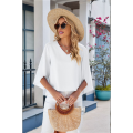 Women V Neck Shirts White XL. 