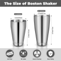 3Sets Cocktail Shakers Professional Bar Shaker Boston Shaker Set Stainless Steel Martini Shaker Drink Mixer(Silver) Easy Install Easy to Use. 