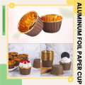 50Pcs Aluminum Foil Cupcake Cups Disposable Muffin Liners Baking Cups Aluminum Cupcake Tip Pan Ramekin Holders Little Pudding Cups-Gold + Brown. 