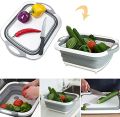 Multi-Function 3 In 1 Folding Cutting Board Kitchen Foldable Drain Basket Chopping Blocks Washing Basket Kitchen Organizer. 