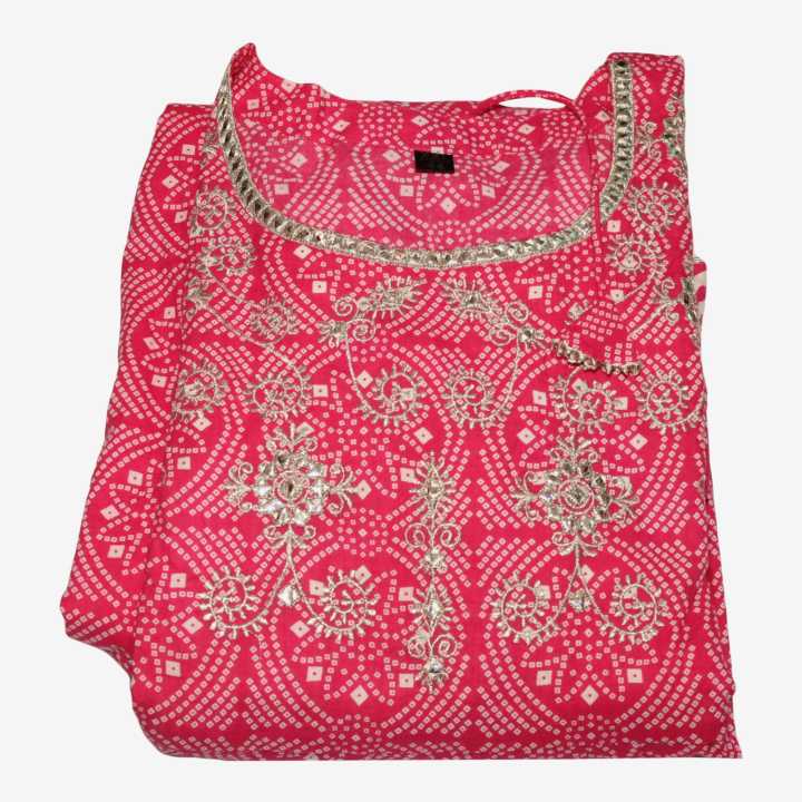 Pink Cotton Ladies Kurtha Surwal With  Set For Women