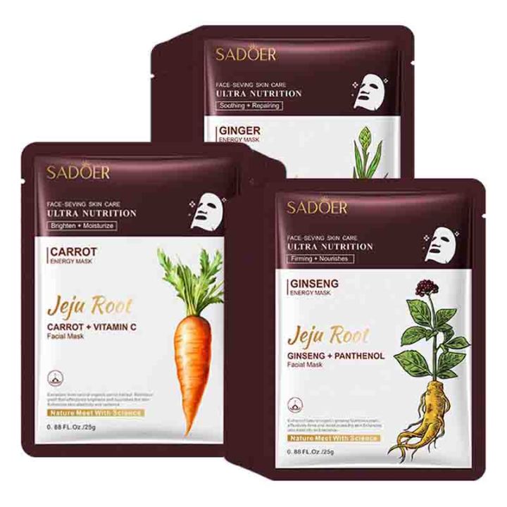 SKIN CARE MASK, GINGER PLANT TABLETS, 5 SADORER ROOT MASK, GINSENG CARROT MASK, MOISTURIZING, FIRMING AND MOISTURIZING