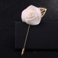 Maroon / White Rose Flower Golden Brooch without Chain for Men. 