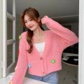Autumn New Long Sleeved Single -Breasted V-neck Cardigan Knitted Sweater   Women. 
