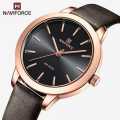 NaviForce NF5024 Simplicity Casual Numeric Leather Strap Quartz Watch For Women. 