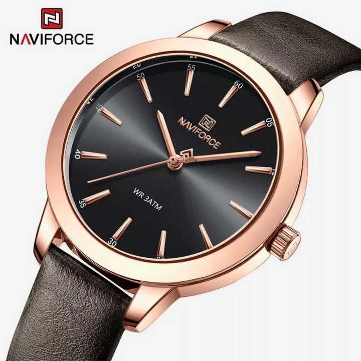 NaviForce NF5024 Simplicity Casual Numeric Leather Strap Quartz Watch For Women