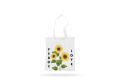 Sunflower Peace & Love Printed Cotton Tote Bag. 