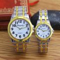Simple Casual Clear Large Numbers Steel Band Watch for Middle-aged and Elderly Fashionable Men and Women Quartz Electronic Couple Wristwatch. 