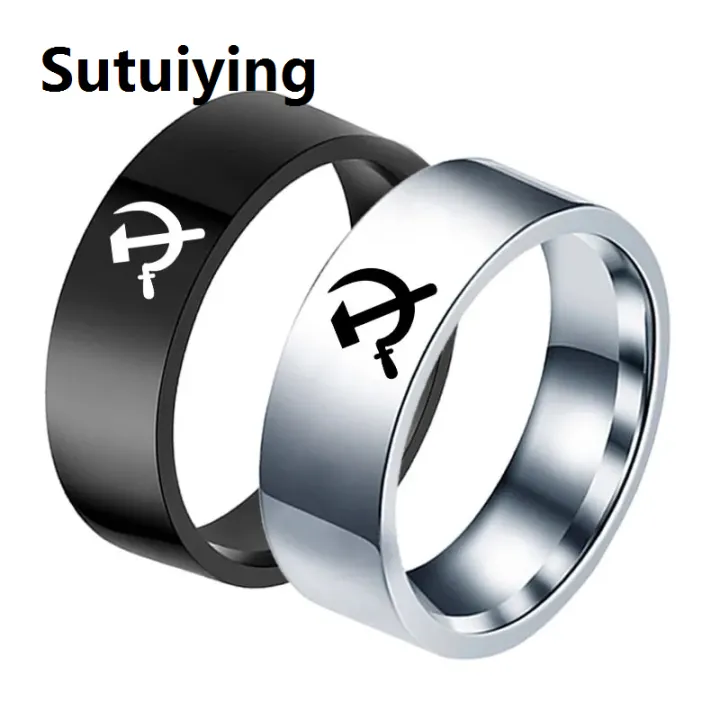 Sutuiying%20MOREDEAR%202020%20Fashion%20Jewelry%20Hammer%20and%20Sickle%20Ring%20Titanium%20Steel%20Rings%208mm%20Men's%20Ring%20Cocktail%20Ring%20for%20Anniversary%20Gift%20-%20Image%203