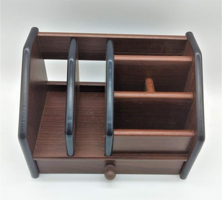 Polished Authentic Multi-Functional Wooden Pen Stand Holder / Mobile Holder, Visiting Card and Remote Stand for Desk Organizer