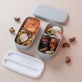 Microwavable 2 Layer Lunch Box with Compartments Leakproof Bento Box Insulated Food Container Lunch Box Gray. 