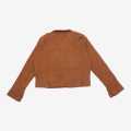 Brown Color Front Pocket Design Corduroy Crop Jacket For Girls. 
