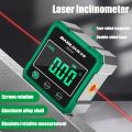 Portable Multifunctional Laser Inclinometer Rechargeable Four Sided Magnetic Digital Inclinometer LCD Display High Accuracy Angle Level Household. 