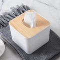 Square Shape Wooden Cover Plastic Tissue Box Holder  Paper Napkin Dispenser Case. 