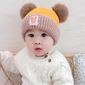 Baby Cold Cap Male And Female Baby Children's Warm Hat Autumn And Winter Dome Double Hairball Plush Kids Caps. 