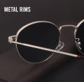 Silver Metal Thin Square Retro Trendy Sunglasses For Men - Black Lens | Fashion Polycarbonate Frame Sunglasses For Men. 