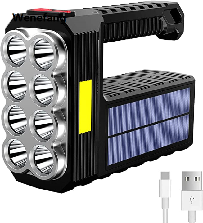 Wenefang%20Solar%20Searchlight%203%20Lighting%20Modes%20Solar%20Rechargeable%20Portable%20Lamp%20Multifunctional%20Camping%20Emergency%20Luxury%20Light%20Outdoor%20Waterproof%20Strong%20Light%20Cob%20Torchlight%208%20COB%20Ultra%20Bright%20Flashlight%20-%20Image%204