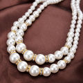 Cream White Beads Double Layer Necklace for Women by Treasure Box Nepal. 