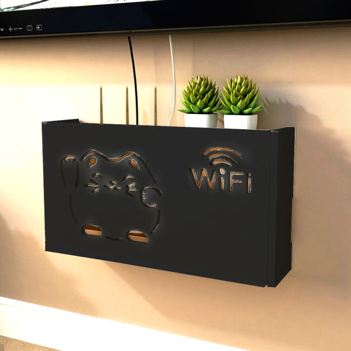 Aeromax%20Folding%20Router%20Holder%20With%20Multiplug%20Organiser%20Wooden%20Stand%20Double%20Shelf%20In%20Brown%20-%20Image%206