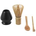 NAMUNY Matcha Green Tea Whisk Set - Whisk+Scoop+Tea Spoon+Black Whisk Holder. 